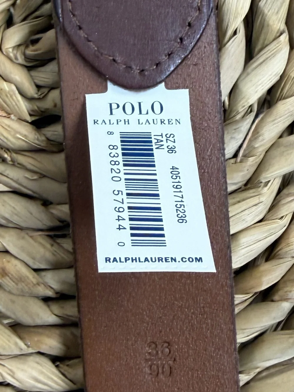 NWT Polo by Ralph Lauren Brown Leather Belt w/Silver Buckle. Size 36.